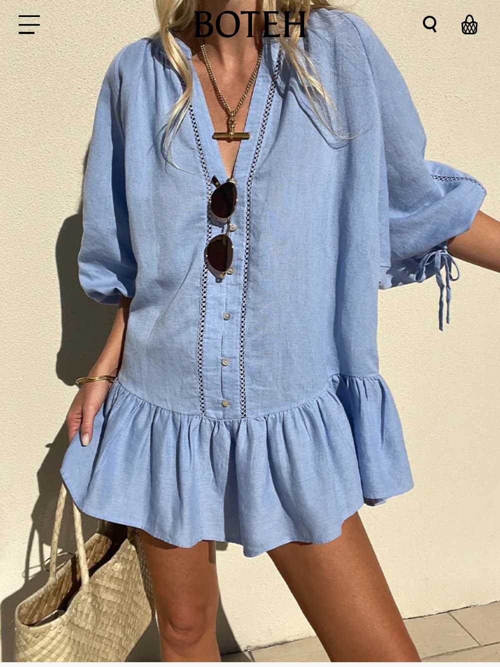BOTEH la ponche drill dress - cornflower
